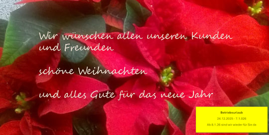 Flammaras Team wünscht frohe Weihnachten. Betriebsurlaub vom 24.12.25 bis einschl. 7.1.2026